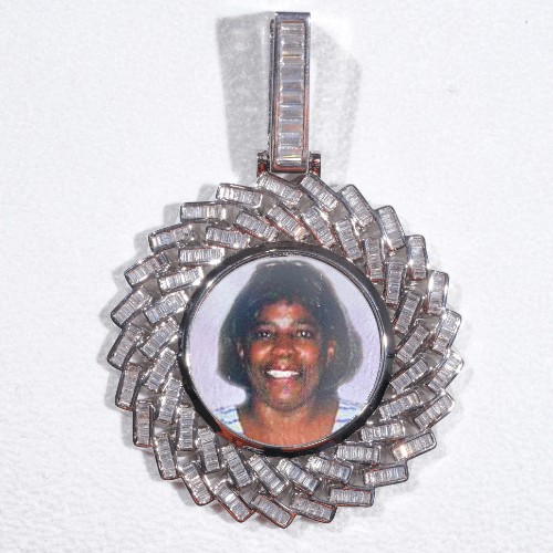 Large 3D Baguette Custom Picture Pendant
