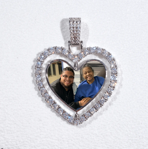 3D Spinning 2-Faced Heart Custom Picture Pendant
