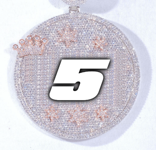 CUSTOM LETTER NECKLACE 3D BIG CROWN DISC