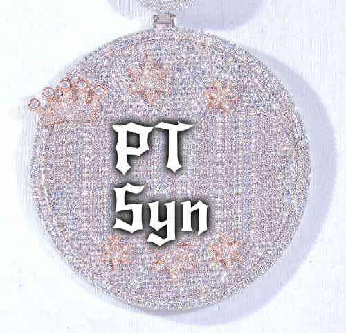 CUSTOM LETTER NECKLACE 3D BIG CROWN DISC