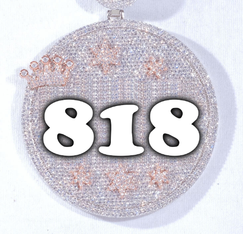 CUSTOM LETTER NECKLACE 3D BIG CROWN DISC