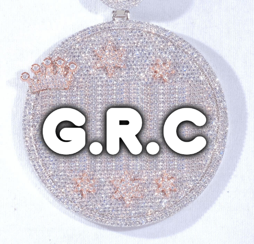CUSTOM LETTER NECKLACE 3D BIG CROWN DISC