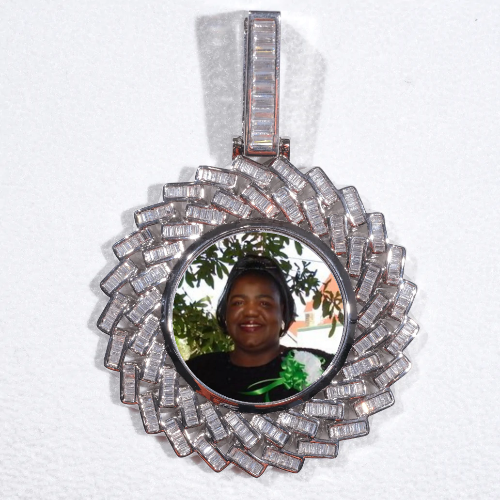 Large 3D Baguette Custom Picture Pendant
