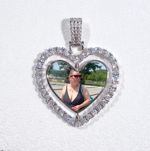 3D Spinning 2-Faced Heart Custom Picture Pendant