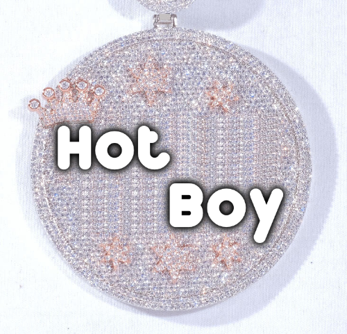 CUSTOM LETTER NECKLACE 3D BIG CROWN DISC