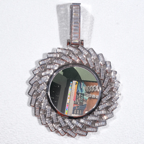 Large 3D Baguette Custom Picture Pendant