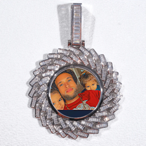 Large 3D Baguette Custom Picture Pendant