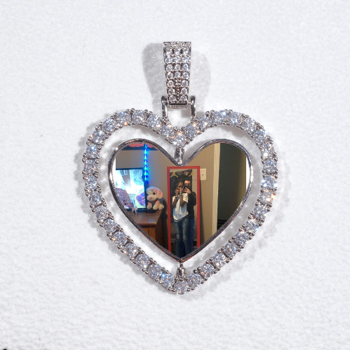 3D Spinning 2-Faced Heart Custom Picture Pendant