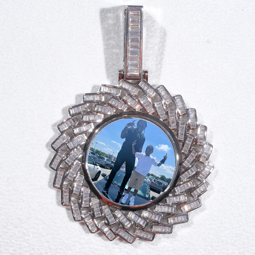 Large 3D Baguette Custom Picture Pendant