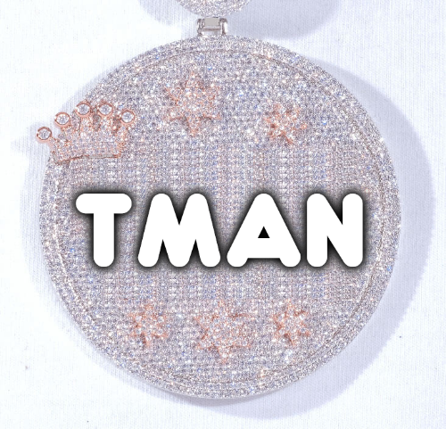 CUSTOM LETTER NECKLACE 3D BIG CROWN DISC