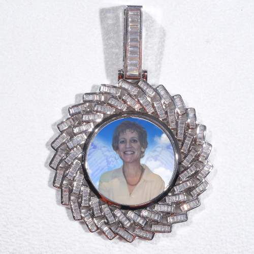 Large 3D Baguette Custom Picture Pendant