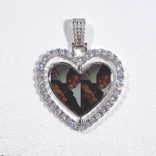 3D Spinning 2-Faced Heart Custom Picture Pendant