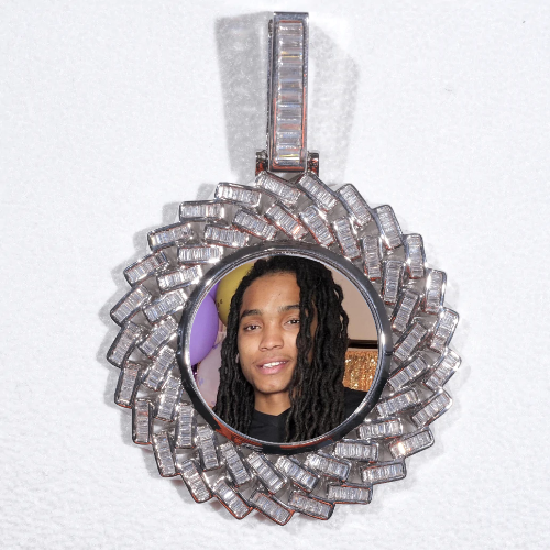 Large 3D Baguette Custom Picture Pendant