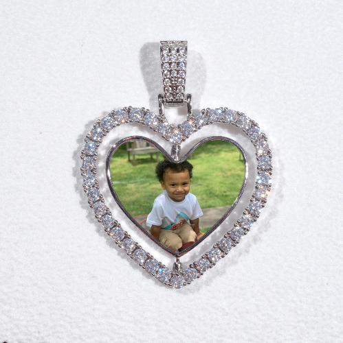 3D Spinning 2-Faced Heart Custom Picture Pendant