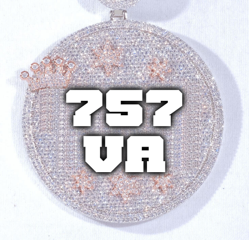 CUSTOM LETTER NECKLACE 3D BIG CROWN DISC