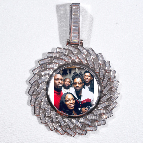 Large 3D Baguette Custom Picture Pendant