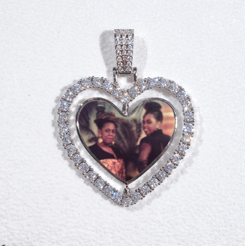 3D Spinning 2-Faced Heart Custom Picture Pendant