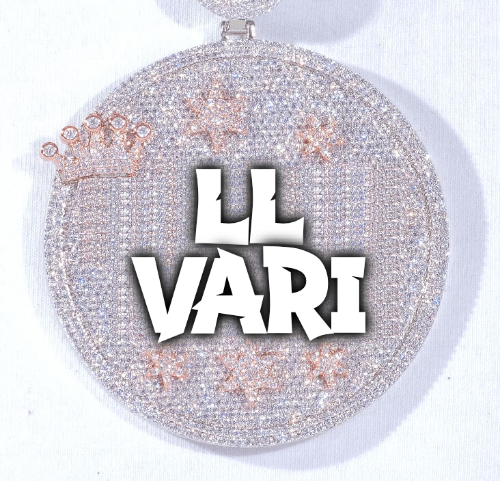 CUSTOM LETTER NECKLACE 3D BIG CROWN DISC