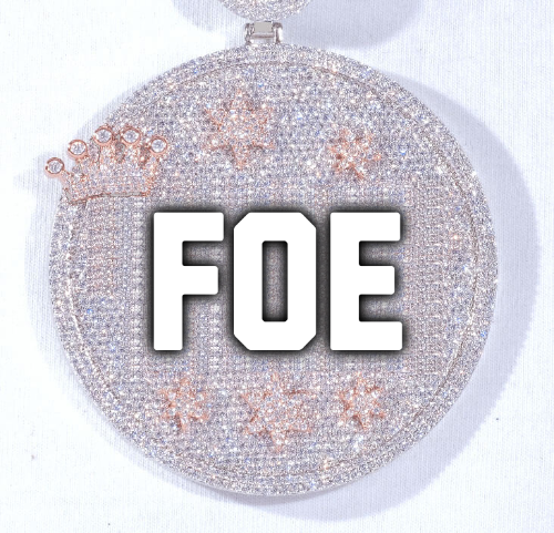 CUSTOM LETTER NECKLACE 3D BIG CROWN DISC
