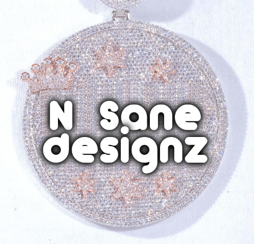CUSTOM LETTER NECKLACE 3D BIG CROWN DISC