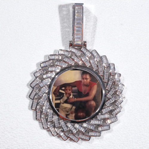 Large 3D Baguette Custom Picture Pendant