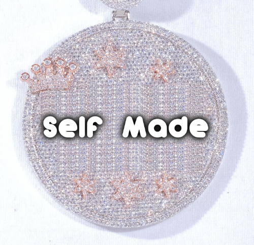 CUSTOM LETTER NECKLACE 3D BIG CROWN DISC