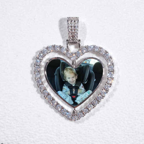 3D Spinning 2-Faced Heart Custom Picture Pendant