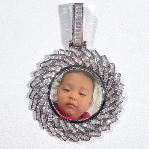 Large 3D Baguette Custom Picture Pendant