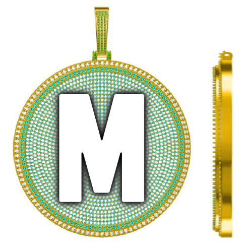 CUSTOM LETTER NECKLACE 3D BIG DISC