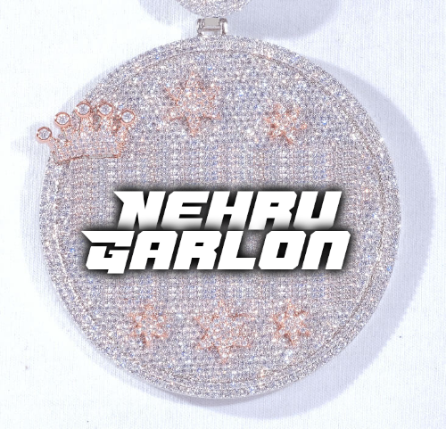 CUSTOM LETTER NECKLACE 3D BIG CROWN DISC