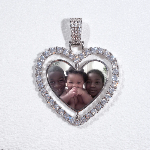 3D Spinning 2-Faced Heart Custom Picture Pendant