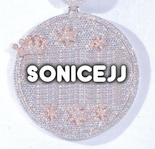 CUSTOM LETTER NECKLACE 3D BIG CROWN DISC