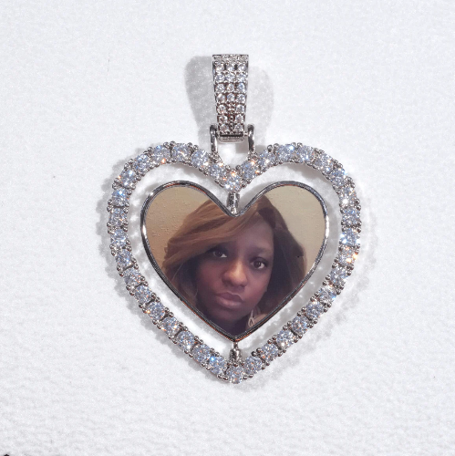 3D Spinning 2-Faced Heart Custom Picture Pendant