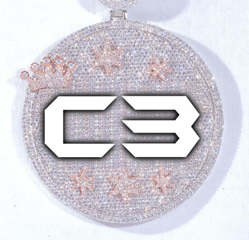 CUSTOM LETTER NECKLACE 3D BIG CROWN DISC