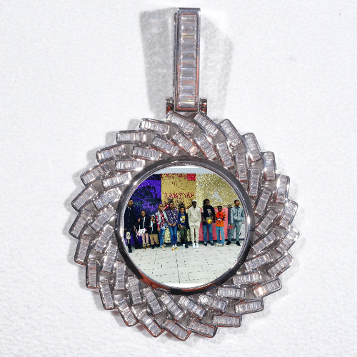 Large 3D Baguette Custom Picture Pendant