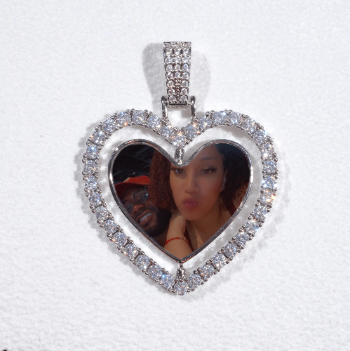 3D Spinning 2-Faced Heart Custom Picture Pendant
