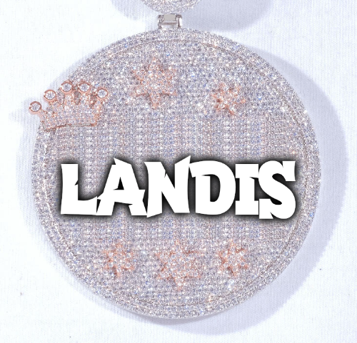 CUSTOM LETTER NECKLACE 3D BIG CROWN DISC