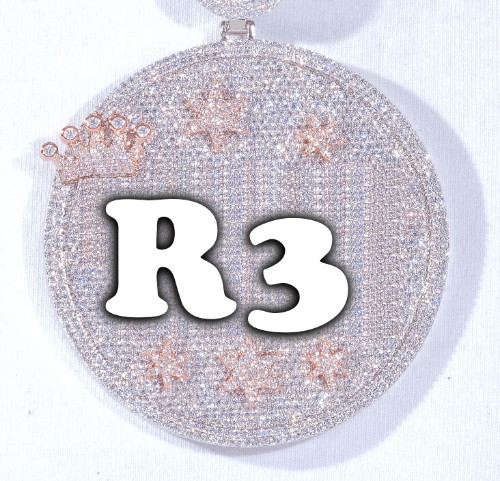 CUSTOM LETTER NECKLACE 3D BIG CROWN DISC