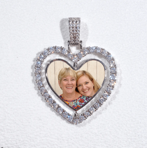 3D Spinning 2-Faced Heart Custom Picture Pendant