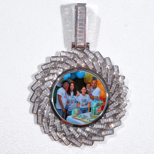 Large 3D Baguette Custom Picture Pendant