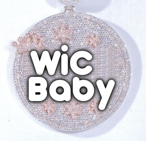 CUSTOM LETTER NECKLACE 3D BIG CROWN DISC