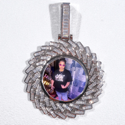 Large 3D Baguette Custom Picture Pendant