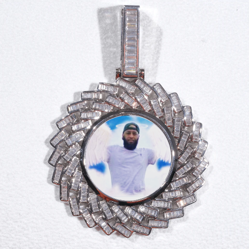 Large 3D Baguette Custom Picture Pendant