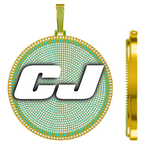 CUSTOM LETTER NECKLACE 3D BIG DISC