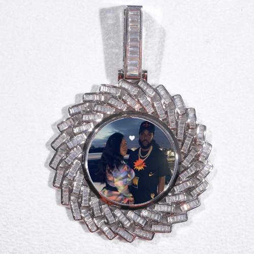 Large 3D Baguette Custom Picture Pendant
