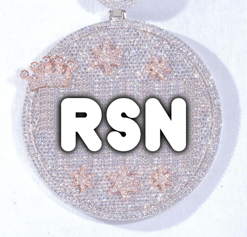 CUSTOM LETTER NECKLACE 3D BIG CROWN DISC