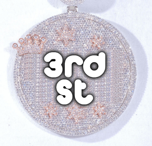 CUSTOM LETTER NECKLACE 3D BIG CROWN DISC