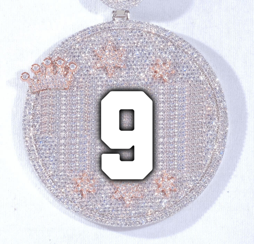 CUSTOM LETTER NECKLACE 3D BIG CROWN DISC