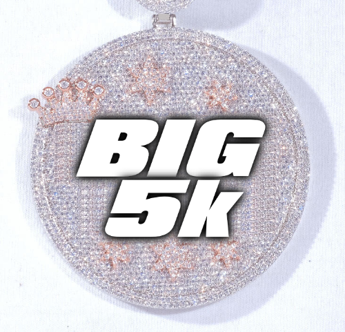CUSTOM LETTER NECKLACE 3D BIG CROWN DISC