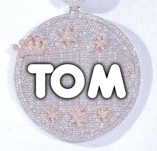 CUSTOM LETTER NECKLACE 3D BIG CROWN DISC